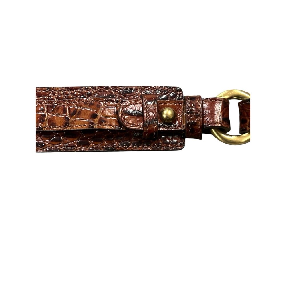 BRAHMIN Leather Embossed Adjustable Replacement Strap Brown Gold 27” - Picture 4 of 6